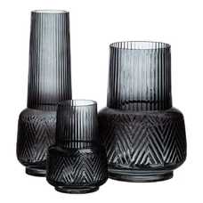 JARRÓN GRIS VIDRIO DECORACIÓN 17 X 17 X 23,50 CM JARRÓN GRIS VIDRIO DECORACIÓN 17 X 17 X 23,50 CM