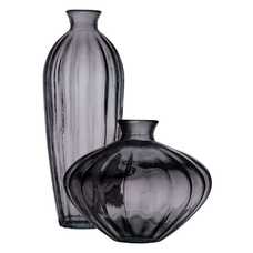 JARRÓN GRIS VIDRIO RECICLADO DECORACIÓN 12 X 12 X 29 CM JARRÓN GRIS VIDRIO RECICLADO DECORACIÓN 12 X 12 X 29 CM