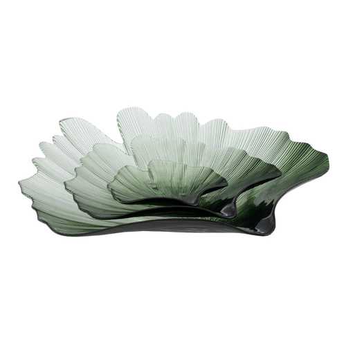 BANDEJA CONCHA VERDE CRISTAL DECORACIÓN 33 X 31 CM