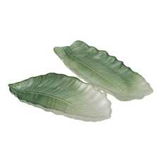 BANDEJA HOJA VERDE CRISTAL DECORACIÓN 40 CM