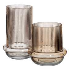 JARRÓN MARRÓN CRISTAL DECORACIÓN 15 X 15 X 16 CM JARRÓN MARRÓN CRISTAL DECORACIÓN 15 X 15 X 16 CM