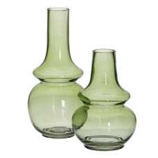 JARRÓN VERDE CRISTAL DECORACIÓN 12,50 X 12,50 X 26 CM