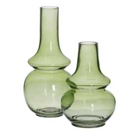 JARRÓN VERDE CRISTAL DECORACIÓN 12,50 X 12,50 X 26 CM