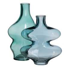 JARRÓN AZUL CRISTAL DECORACIÓN 18 X 7,50 X 21,50 CM JARRÓN AZUL CRISTAL DECORACIÓN 18 X 7,50 X 21,50 CM