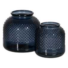 JARRÓN AZUL VIDRIO RECICLADO WE CARE 19 X 19 X 19 CM