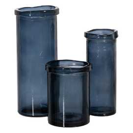 JARRÓN AZUL VIDRIO RECICLADO WE CARE 15 X 15 X 20 CM