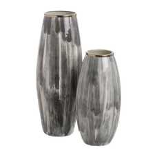 JARRÓN BLANCO Y NEGRO METAL-CRISTAL 23 X 23 X 61 CM JARRÓN BLANCO Y NEGRO METAL-CRISTAL 23 X 23 X 61 CM