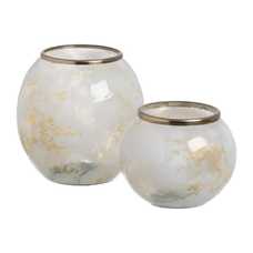 JARRÓN BLANCO-CHAMPÁN METAL-CRISTAL 19 X 19 X 13 CM JARRÓN BLANCO-CHAMPÁN METAL-CRISTAL 19 X 19 X 13 CM