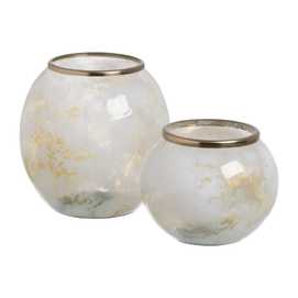 JARRÓN BLANCO-CHAMPÁN METAL-CRISTAL 19 X 19 X 13 CM