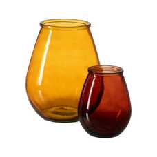 PORTAVELAS NARANJA VIDRIO RECICLADO 29 X 29 X 35,50 CM