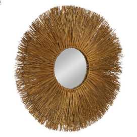 ESPEJO FIBRA NATURAL DECORACIÓN 80 X 5 X 80 CM