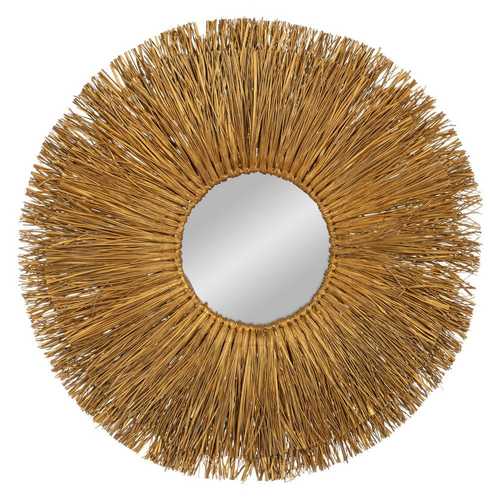 ESPEJO FIBRA NATURAL DECORACIÓN 80 X 5 X 80 CM