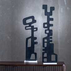 FIGURA NEGRO ALUMINIO/MÁRMOL DECORACIÓN 23 X 10 X 90 CM FIGURA NEGRO ALUMINIO/MÁRMOL DECORACIÓN 23 X 10 X 90 CM