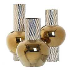 JARRÓN ORO-BLANCO CERÁMICA DECORACIÓN 26 X 26 X 38 CM JARRÓN ORO-BLANCO CERÁMICA DECORACIÓN 26 X 26 X 38 CM