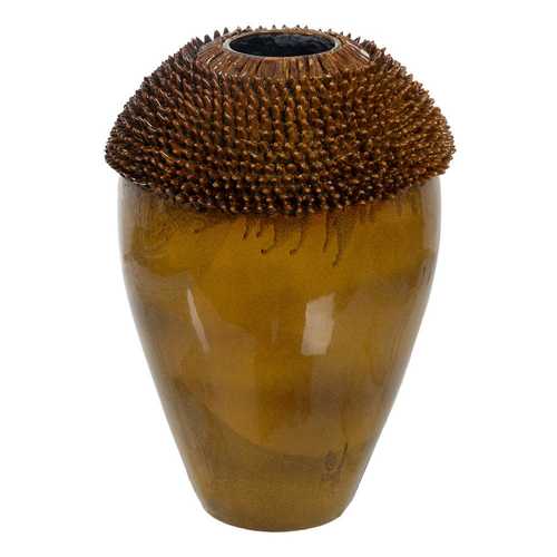 JARRÓN MOSTAZA CERÁMICA DECORACIÓN 39,50 X 39,50 X 60 CM
