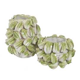 JARRÓN VERDE-BLANCO CERÁMICA DECORACIÓN 33,50 X 33 X 23 CM