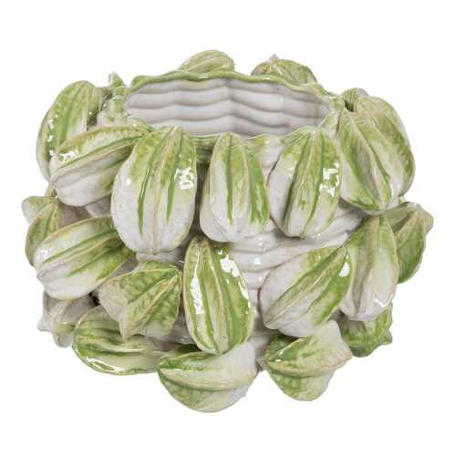 JARRÓN VERDE-BLANCO CERÁMICA DECORACIÓN 33,50 X 33 X 23 CM