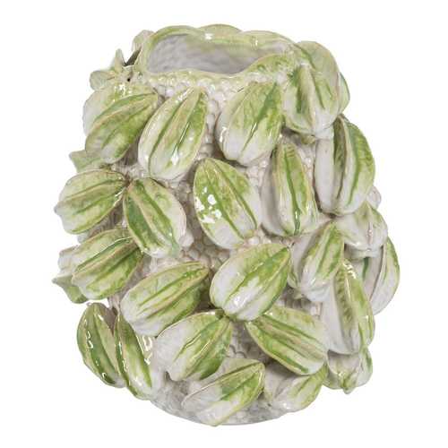 JARRÓN VERDE-BLANCO CERÁMICA DECORACIÓN 32 X 31,50 X 36,50 C