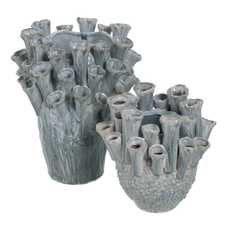 JARRÓN AZUL CERÁMICA DECORACIÓN 26 X 25,50 X 21 CM JARRÓN AZUL CERÁMICA DECORACIÓN 26 X 25,50 X 21 CM