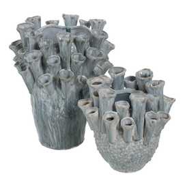 JARRÓN AZUL CERÁMICA DECORACIÓN 27 X 25,50 X 33 CM