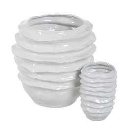 JARRÓN BLANCO CERÁMICA DECORACIÓN 44,50 X 44 X 46,50 CM