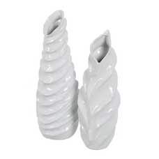 JARRÓN BLANCO CERÁMICA DECORACIÓN 16 X 15 X 44 CM