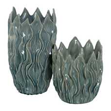 JARRÓN AZUL CERÁMICA DECORACIÓN 32 X 32 X 54,50 CM JARRÓN AZUL CERÁMICA DECORACIÓN 32 X 32 X 54,50 CM