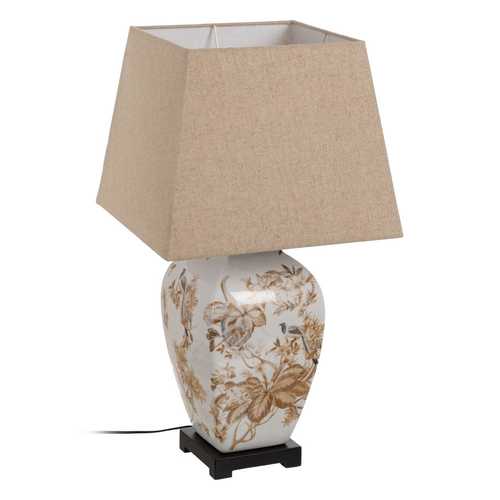 LÁMPARA MESA BLANCO-MARRÓN PORCELANA 22 X 22 X 45 CM