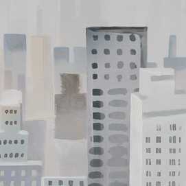 CUADRO PINTURA CIUDAD LIENZO DECORACIÓN 120 X 3,50 X 80 CM