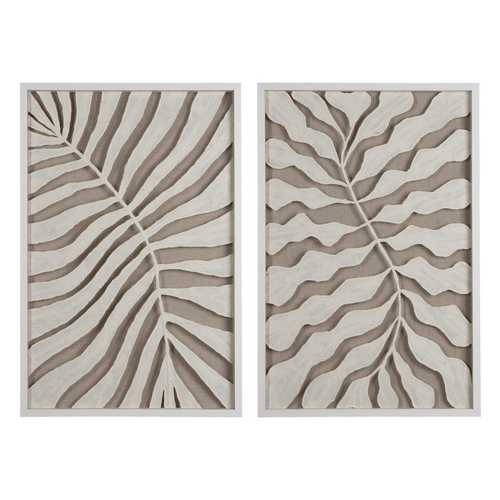 CUADRO HOJAS 2/M BLANCO PS-CRISTAL 60 X 4 X 90 CM