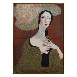 CUADRO DAMA TEJIDO DECORACIÓN 110 X 150 CM