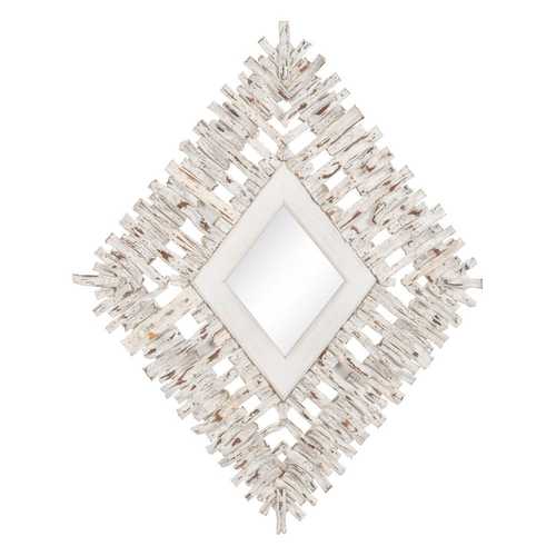 ESPEJO BLANCO ROZADO MADERA DE TECA 95 X 8 X 115 CM