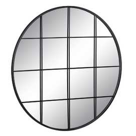 ESPEJO VENTANA NEGRO METAL-CRISTAL 80 X 1,50 X 80 CM