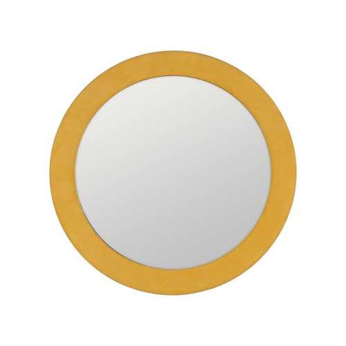 ESPEJO REDONDO MOSTAZA MDF-TEJIDO 80 X 4 X 80 CM