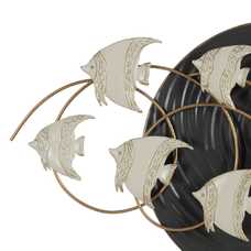 MURAL PARED PECES NEGRO-BLANCO METAL 119,40 X 7 X 59,70 CM
