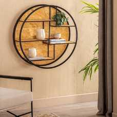 ESTANTERÍA PARED NATURAL-NEGRO DM-METAL 92 X 24 X 92 CM