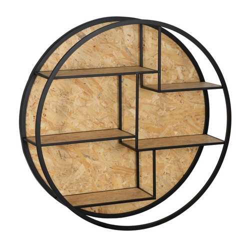 ESTANTERÍA PARED NATURAL-NEGRO DM-METAL 92 X 24 X 92 CM