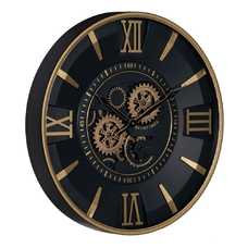 RELOJ NEGRO-ORO METAL DECORACIÓN 59 X 8,50 X 59 CM RELOJ NEGRO-ORO METAL DECORACIÓN 59 X 8,50 X 59 CM