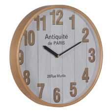 RELOJ BLANCO-NATURAL MADERA / CRISTAL 32 X 32 X 4,50 CM RELOJ BLANCO-NATURAL MADERA / CRISTAL 32 X 32 X 4,50 CM