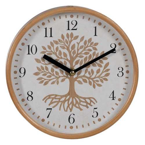 RELOJ BLANCO-NATURAL MADERA / CRISTAL 22 X 22 X 4,50 CM