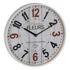 RELOJ BLANCO MADERA / CRISTAL DECORACIÓN 40 X 40 X 4,50 CM RELOJ BLANCO MADERA / CRISTAL DECORACIÓN 40 X 40 X 4,50 CM