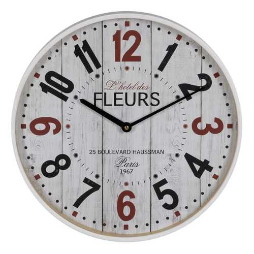 RELOJ BLANCO MADERA / CRISTAL DECORACIÓN 40 X 40 X 4,50 CM