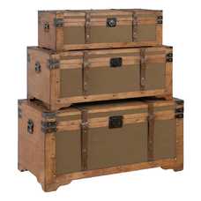 S/3 BAÚLES NATURAL-VERDE TEJIDO-MADERA 90 X 47 X 45 CM S/3 BAÚLES NATURAL-VERDE TEJIDO-MADERA 90 X 47 X 45 CM