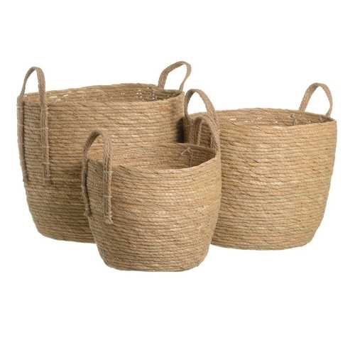 S/3 CESTOS NATURAL FIBRA NATURAL 38 X 38 X 33 CM
