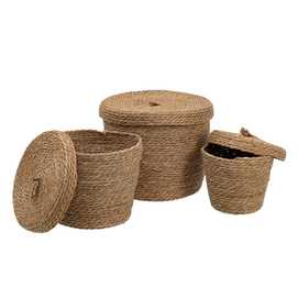 S/3 CAJAS NATURAL FIBRA NATURAL 28 X 28 X 36 CM