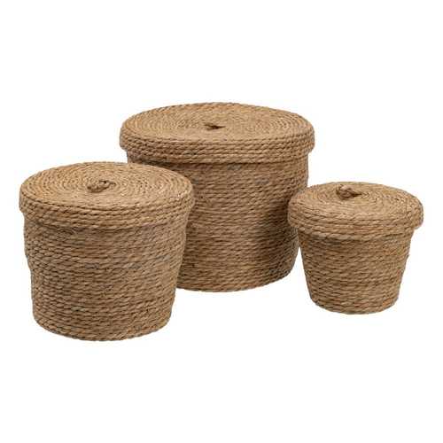 S/3 CAJAS NATURAL FIBRA NATURAL 28 X 28 X 36 CM