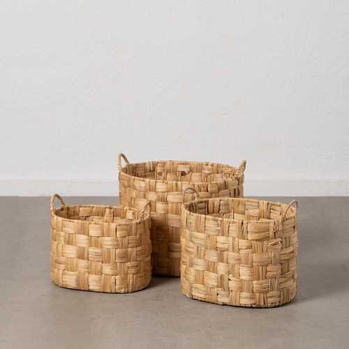 S/3 CESTO FIBRA NATURAL DECORACIÓN 45 X 35 X 41 CM