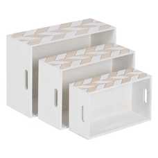 S/3 CAJAS BLANCO-NATURAL MADERA PAULONIA 44 X 31 X 18 CM S/3 CAJAS BLANCO-NATURAL MADERA PAULONIA 44 X 31 X 18 CM