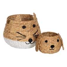 CESTO INFANTIL FIBRA NATURAL DECORACIÓN 41 X 41 X 38 CM