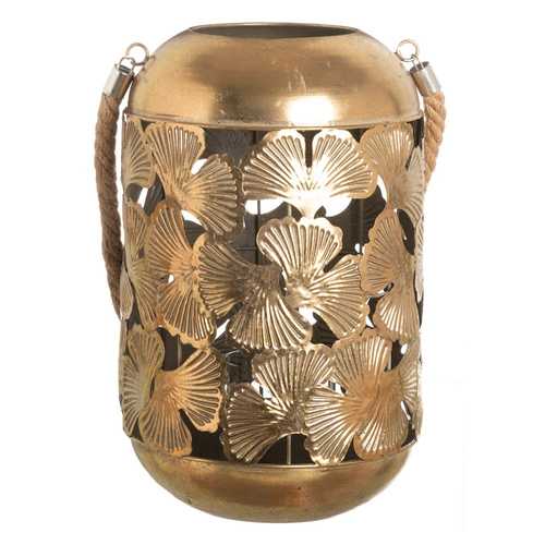 FAROL PORTAVELAS ORO METAL DECORACIÓN 21 X 21 X 32,50 CM